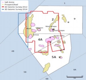 Close up of Guinea-Bissau blocks 2, 4A and 5A (Map credit: FAR)