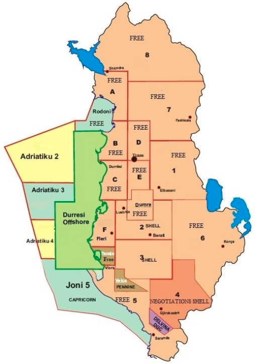 Figure: 5 Albania’s offshore blocks (Source: export.gov)