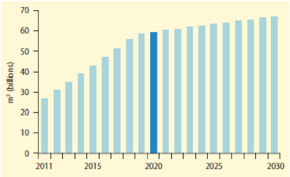 Supply of pipes gas to urban households needed to achieve universal access to piped gas by 2020